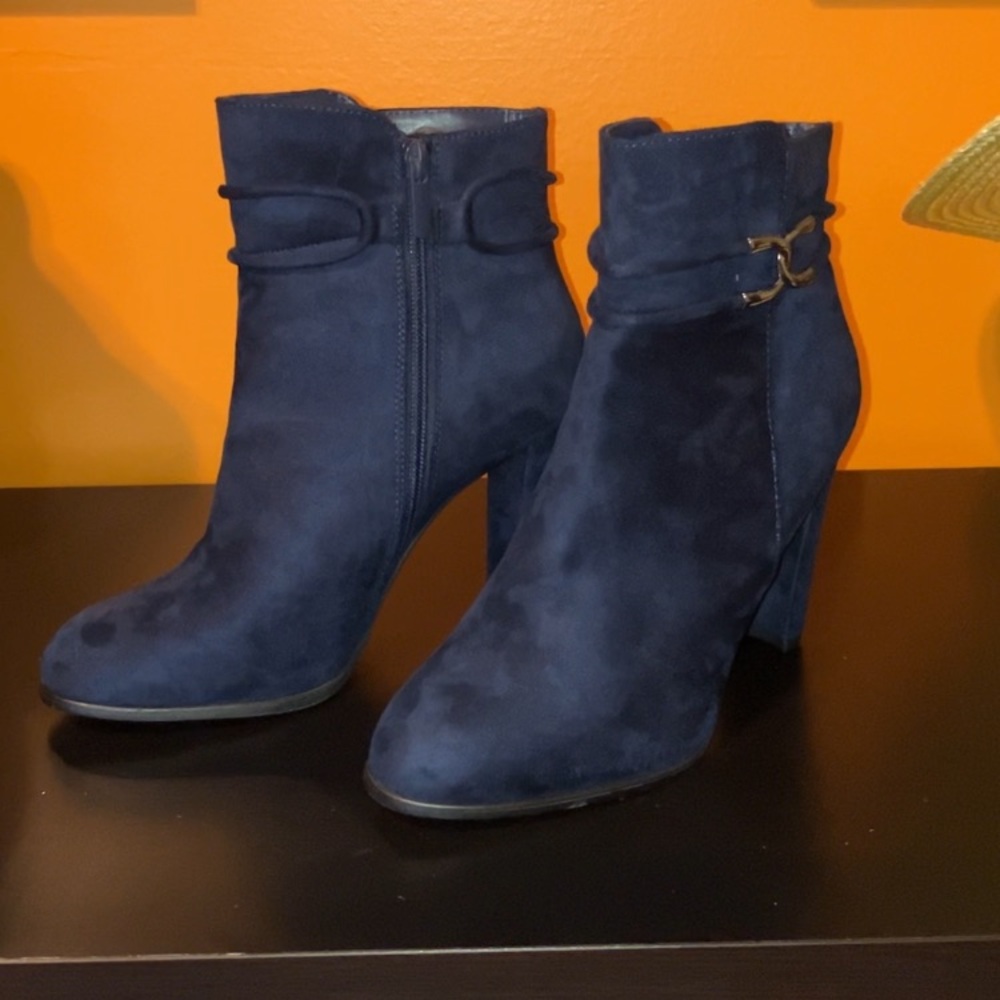 Impo Blue Ankle Booties with Decorative Buckle